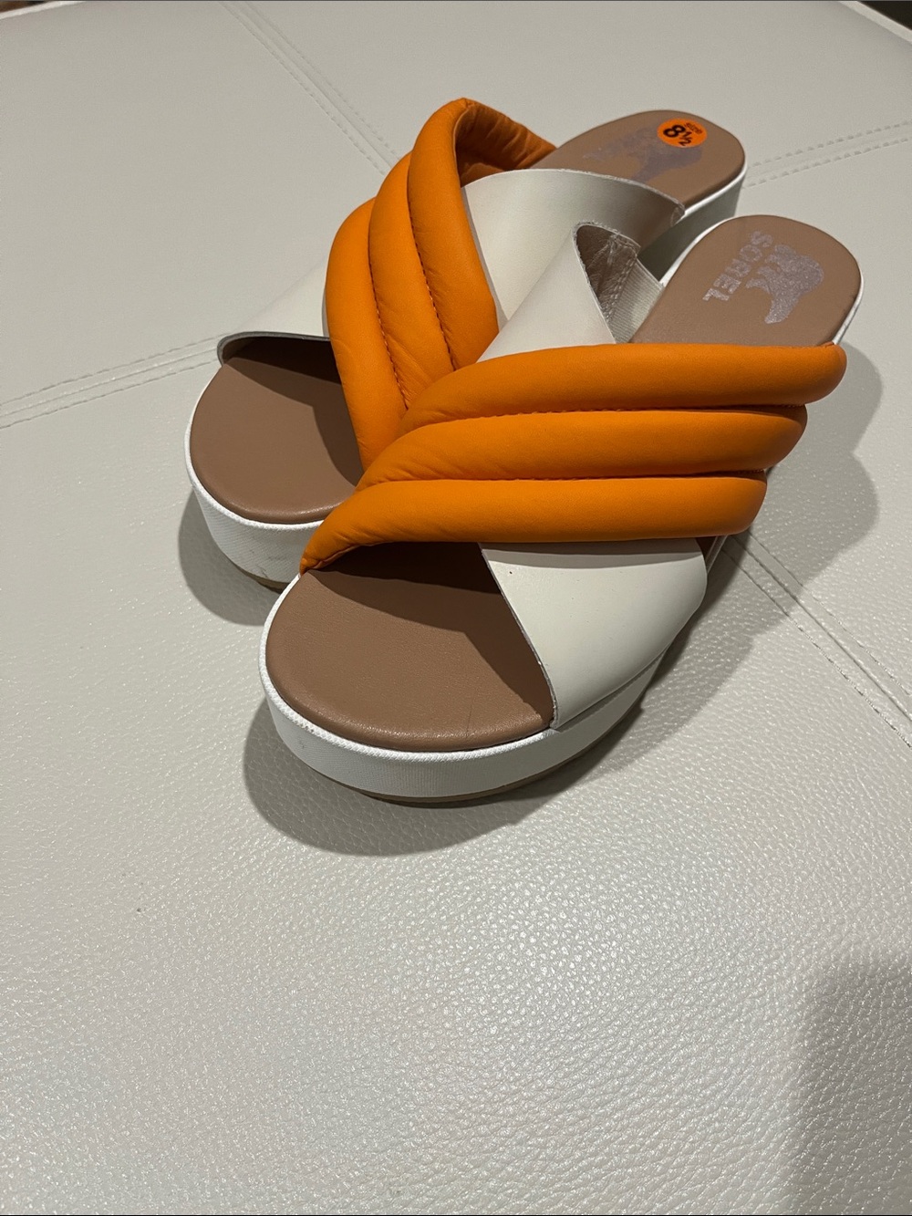 Sorel Women's Orange and White Padded Slide Mules